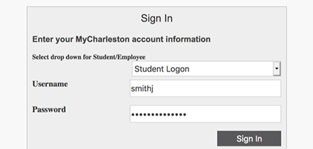 Screen cap of username and password section of Cougar Card portal